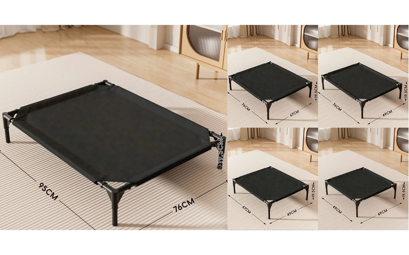 Elevated Dog Cot, 76 × 67 × 19.5 cm