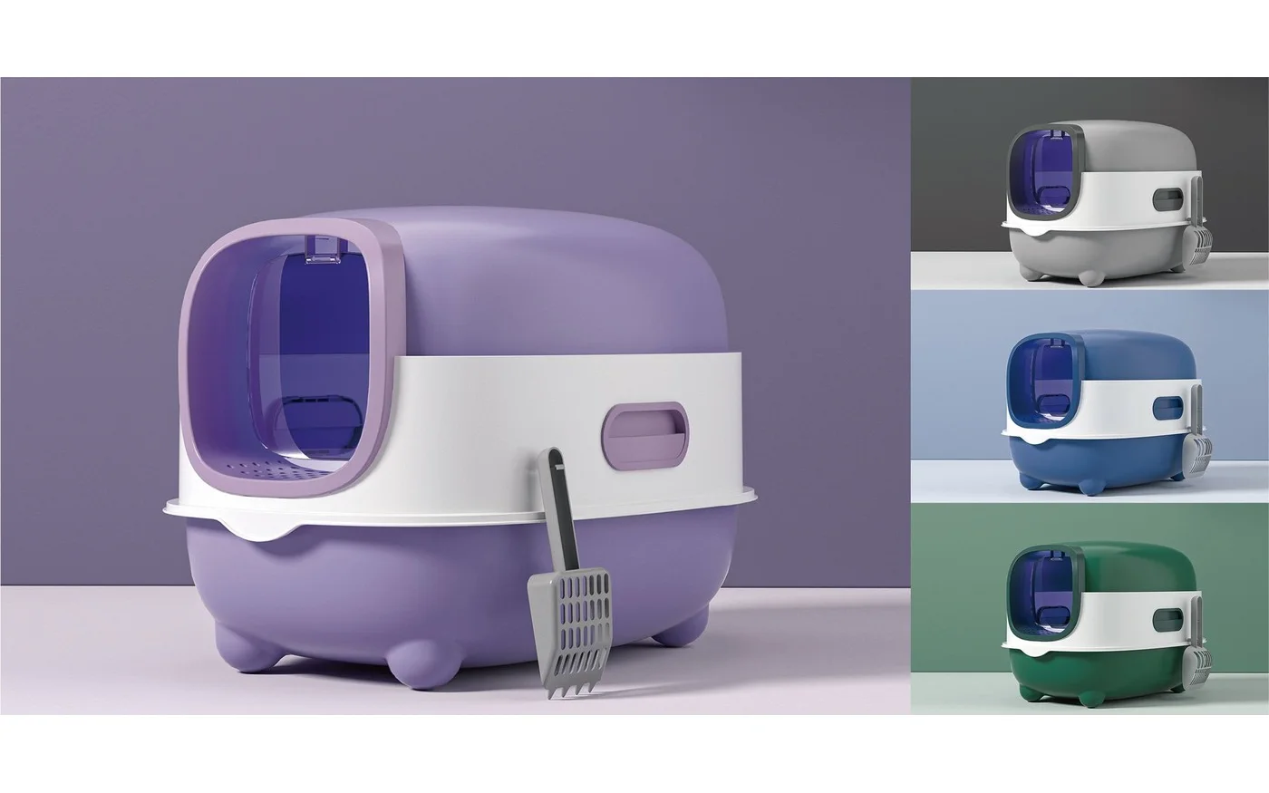 Semi-Enclosed Litter Box, High Back