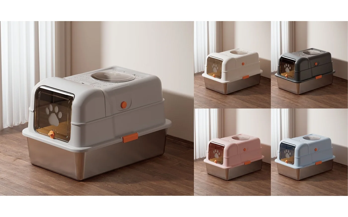 Stainless Steel Litter Box, Rounded